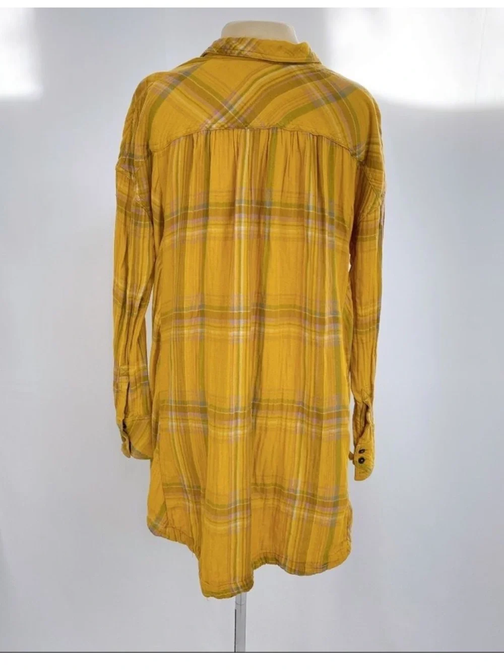 $108 Free People Nordic Day Oversized Button Down Cotton blend Flannel Size XS